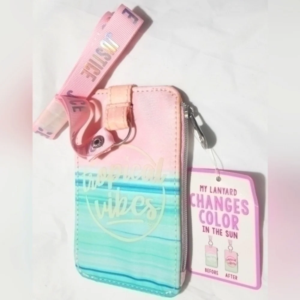 Justice Tropical Vibes Changing Color Hanging ID Case